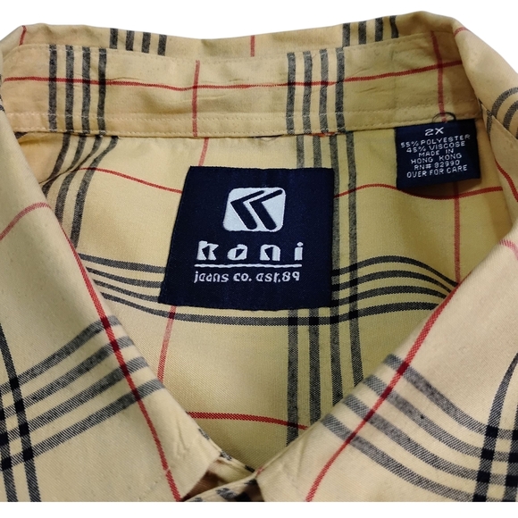 Karl Kani Vintage Yellow and Black with Red Casual Button Down Shirt, 2X - Picture 8 of 16